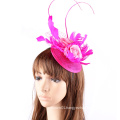 Flower fascinator hat for women with veil feather cocktail headband tea party derby wedding